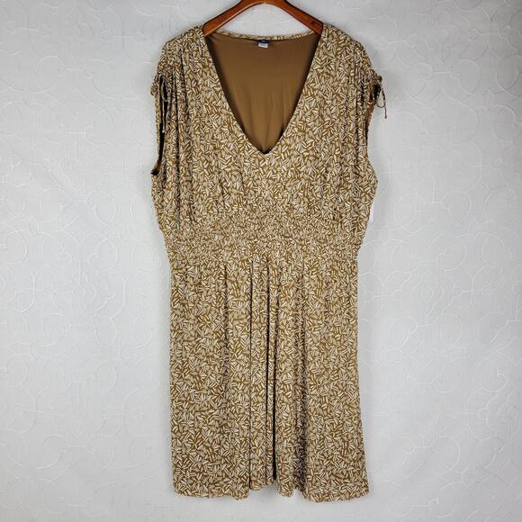 Old Navy Dress XXL Tall Waist Defined Sleeveless Tie Shoulder Smocked Mesh NEW - Picture 1 of 13